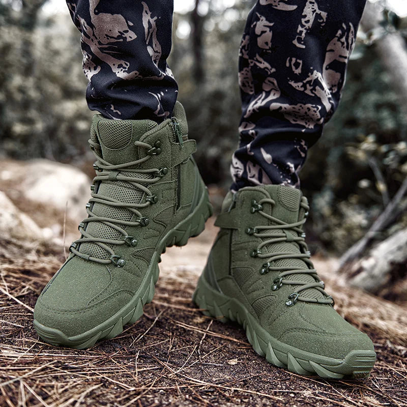 LOUIS KADHRCN Mens Casual Tactical Boots Lightweight Outdoor Motorcycle Boots Side Zip