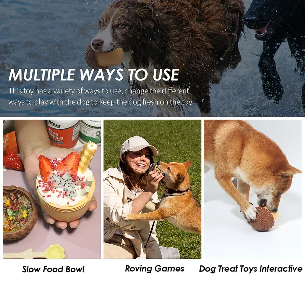 Silicone Acorn Dog Toy Interactive Slow Feed Puzzle Ball