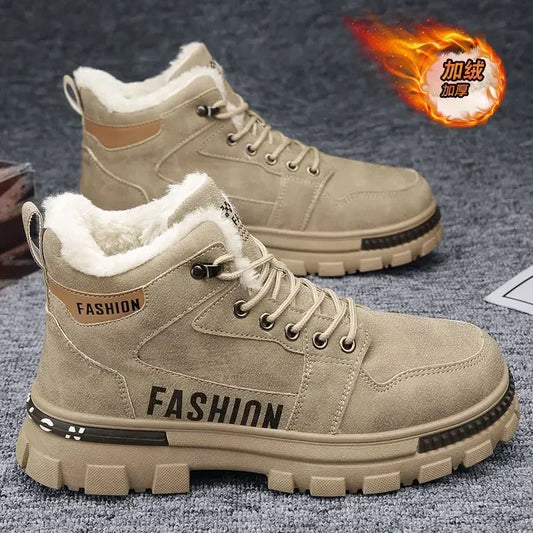 Men Snow Boots Anti Slip Winter High Top Lace Up
