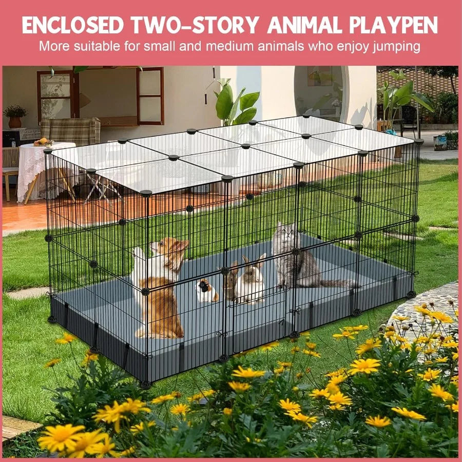 32 Panels Small Animal Playpen For Guinea Pigs And Rabbits
