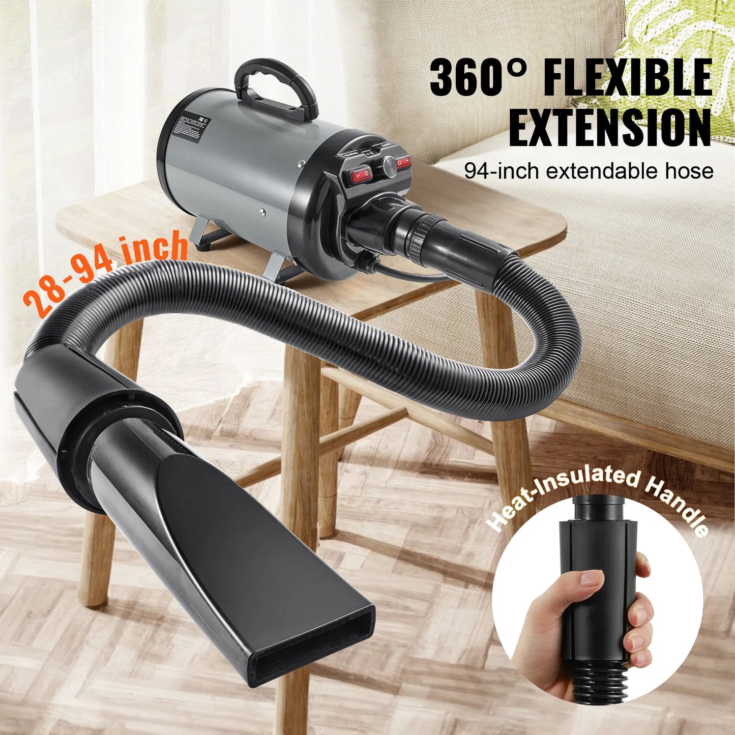 Dog Blow Dryer 2000W With Adjustable Speed Temperature Control For Pet Grooming