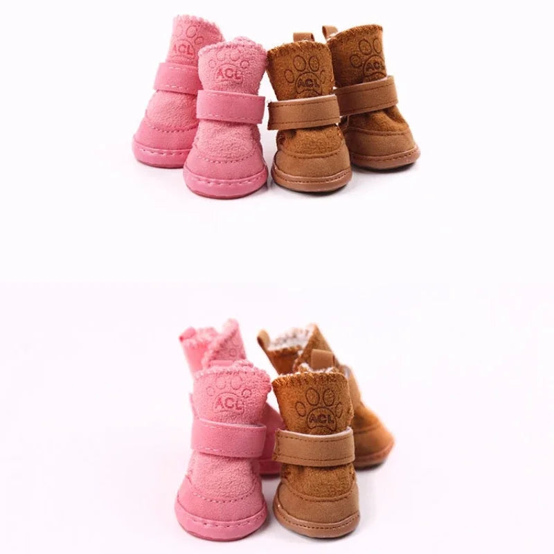 NONECN Pet Snow Boots Set Thickened Plush Non Slip Dogs