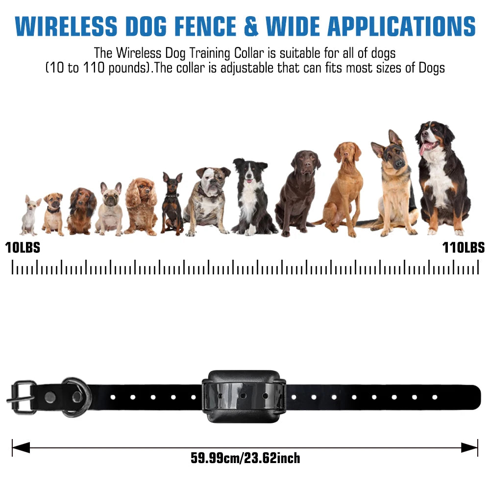 Wireless Dog Fence With Adjustable Warning Levels Pet Containment