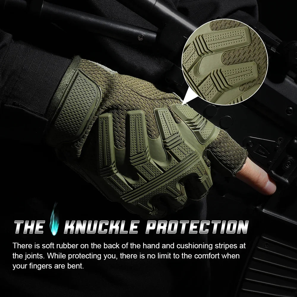 Men's Fingerless Tactical Gloves Sports Airsoft Combat Paintball Shooting Hunting Driving Work Non-slip Anti-sweat Half Finger