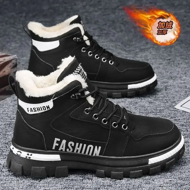 Men Snow Boots Anti Slip Winter High Top Lace Up