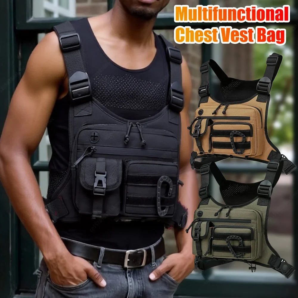 Fishing Vest Bag Men's Utility Tool Chest Bags Waist Pack Outdoor Mountaineering Camping Hiking Hunting Backpack Front Rig Pouch