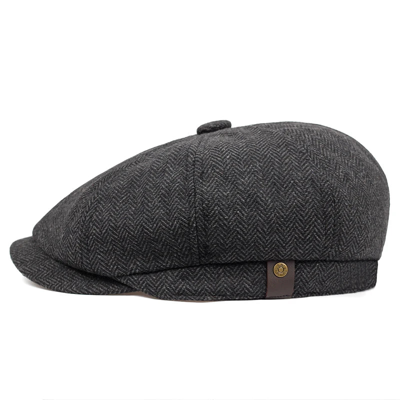 Retro Newsboy Caps Men Octagonal Hats British Painters Hats Autumn Winter Berets Herringbone Flat Caps Hip Hop Berets gorras