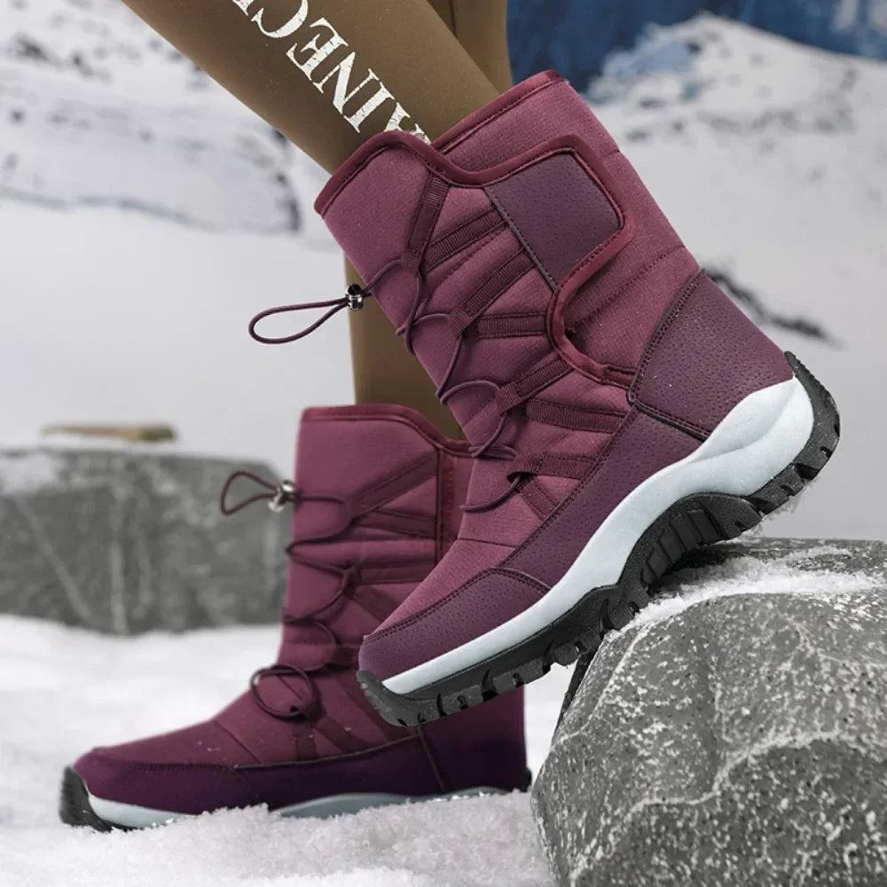 Brand Men's Winter Shoes Waterproof Men's Boots Warm Plush Couple Snow Boots Outdoor Non-slip Hiking Boots Men Work Ankle Boots