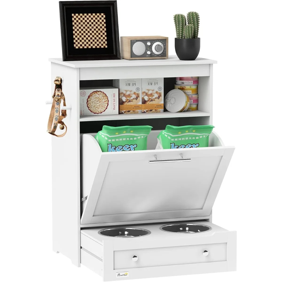 XMSJ PawHut Dog Feeding Station With Raised Bowls And Storage