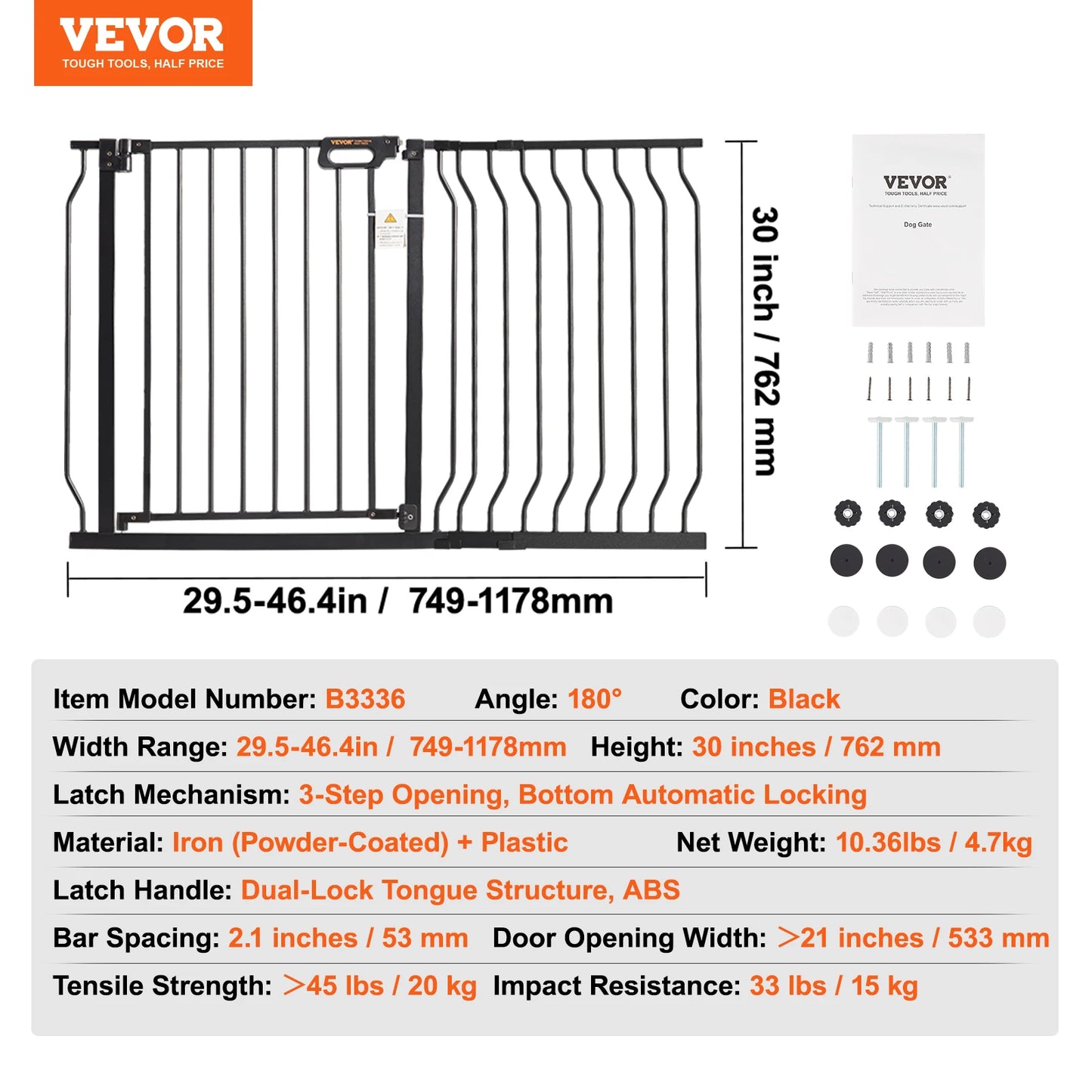VEVOR Baby Gate Pressure Mount Walk Through Pet Gate
