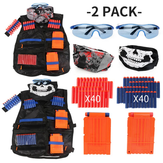 Kids Vest Suit Kit Soft Bullet Set Outdoor for Nerf Undershirt Holder Magazine Organizer Vest Hunting Training Waistcoat