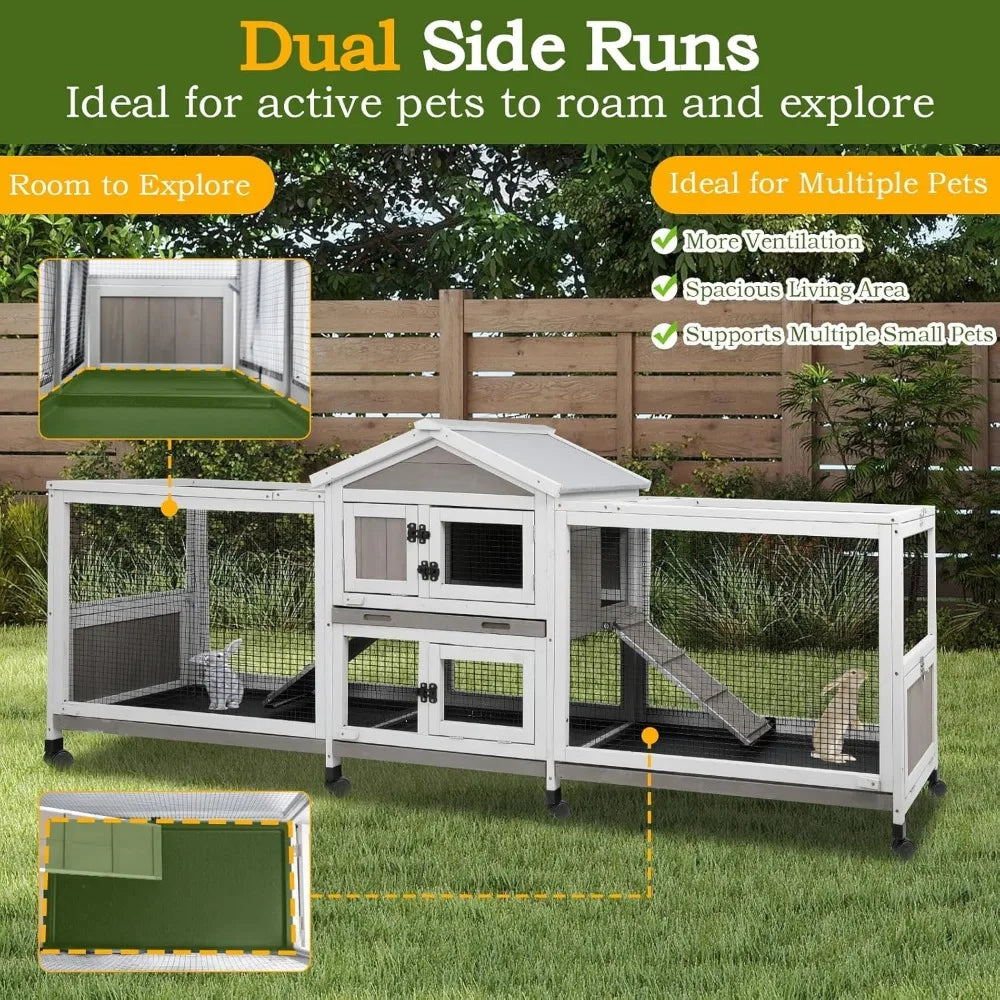 Two Story Outdoor Indoor Rabbit Hutch for Large Rabbits