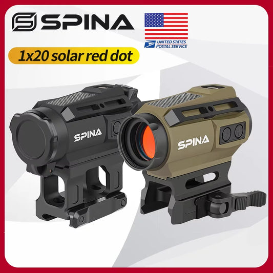 SPINA OPTICS HD 1x20 Solar Energy Red Dot Two Transformation Point  Scope Sight Hunting QD Mount AR CQB .223 5.56 .308 7.62