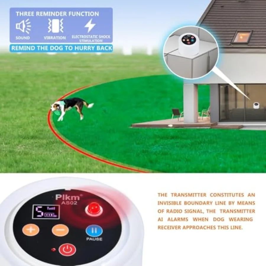 Wireless Dog Fence Intelligent Pet Containment System With AI Alarm