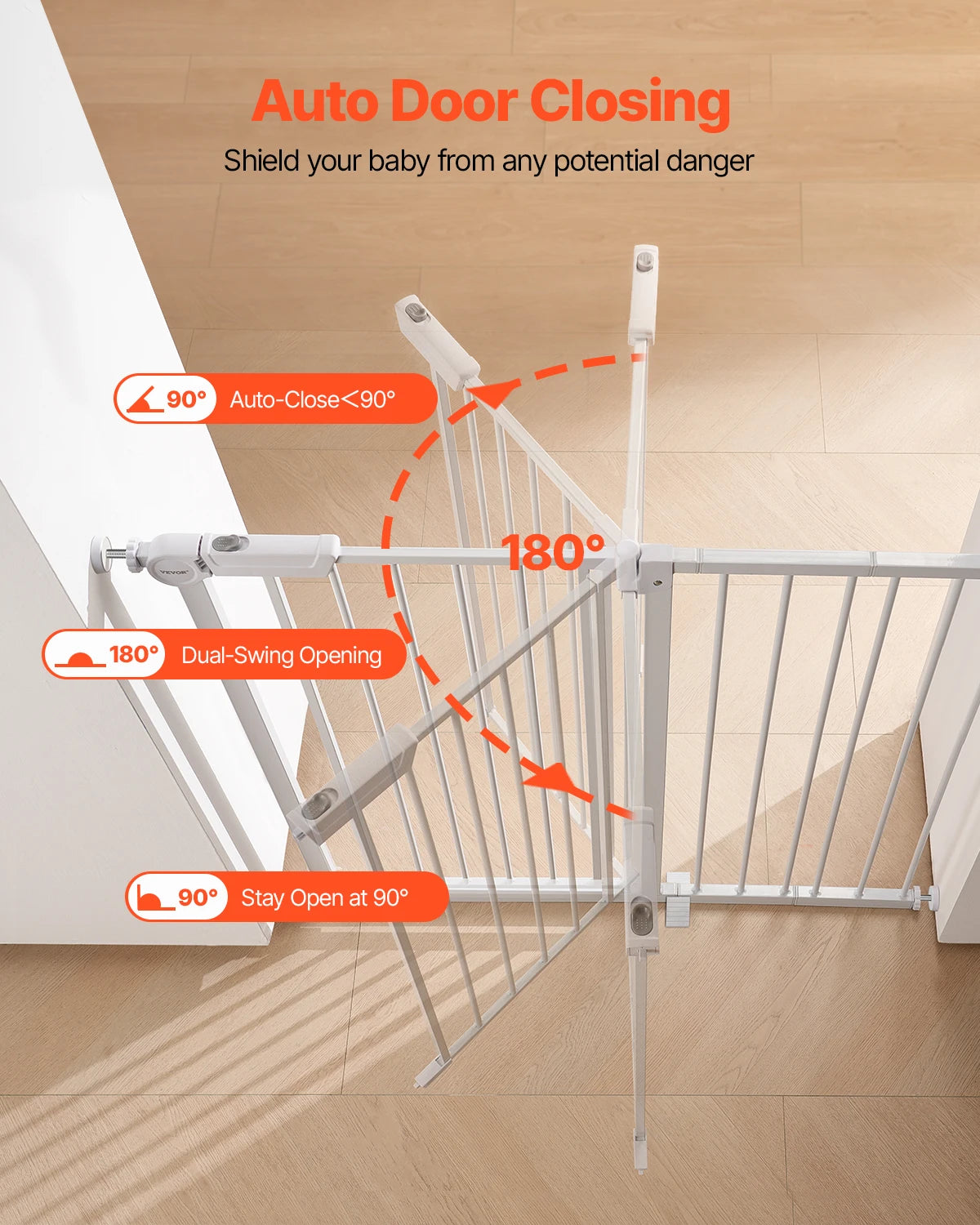 VEVOR Baby Gate Pressure Mount Walk Through Pet Gate