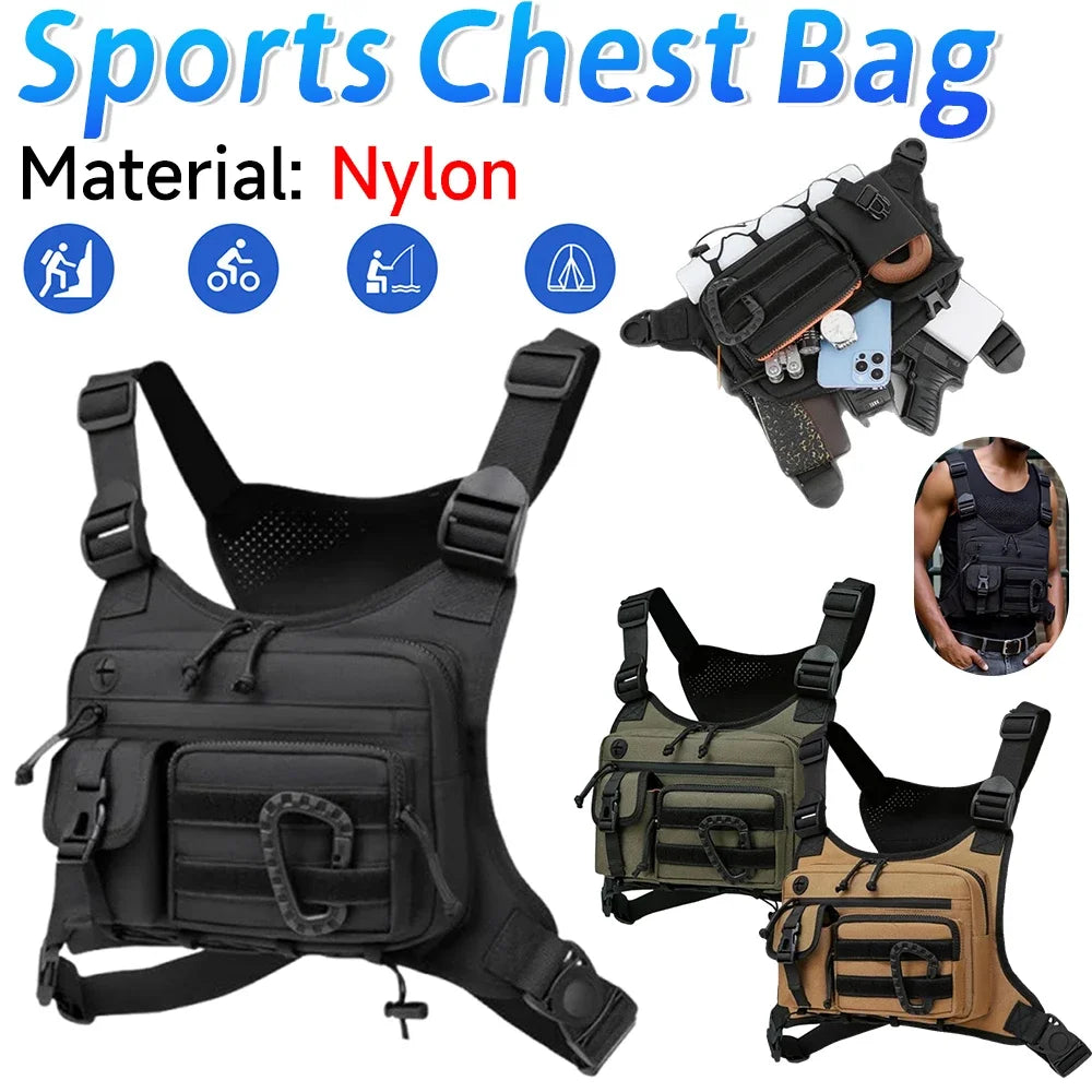 Tactical Chest Bag Men's Vest Edc Waterproof Anti-Theft Chest Pack Rig for Outdoor Cycling Bags Running Front Chest Pack