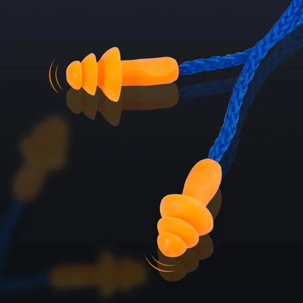 Reusable Silicone Corded Ear Plugs Ear Protection With Detachable Wires Earmuff Headwear