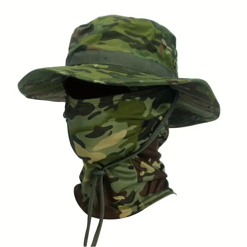 NONECN Camouflage Boonie Cap Balaclava Hat for Outdoor Hunting