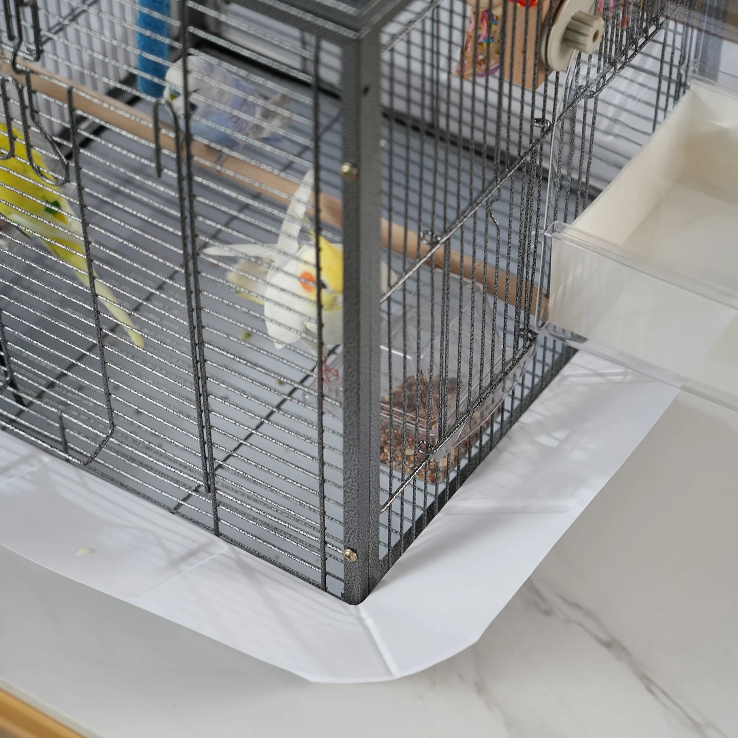 24 Inch Metal Bird Cage Parrot Cage with Slide-Out Tray and Handle for Parrot Cockatiels Budgies Finch Lovebirds Pigeons, Black