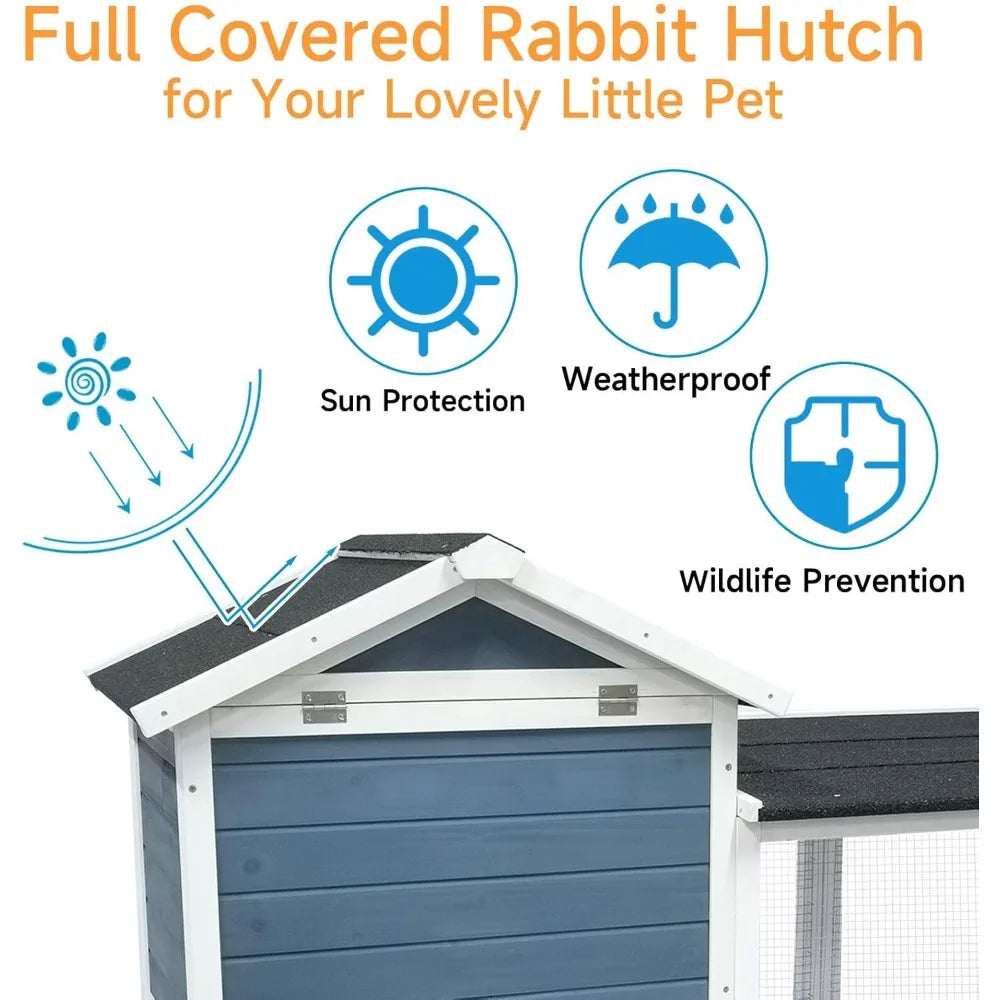 Outdoor Rabbit Hutch 2 Story Bunny Cage and Coop
