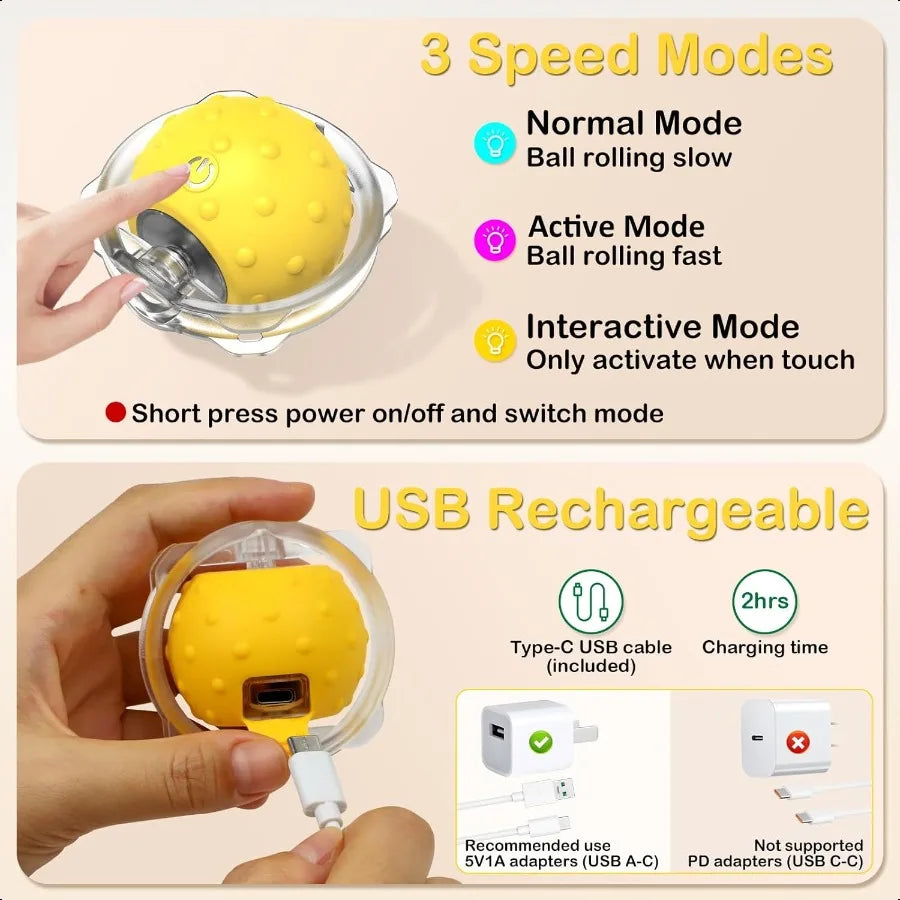 Interactive Cat Ball Toy For Indoor Cats Motion Activated Chirping