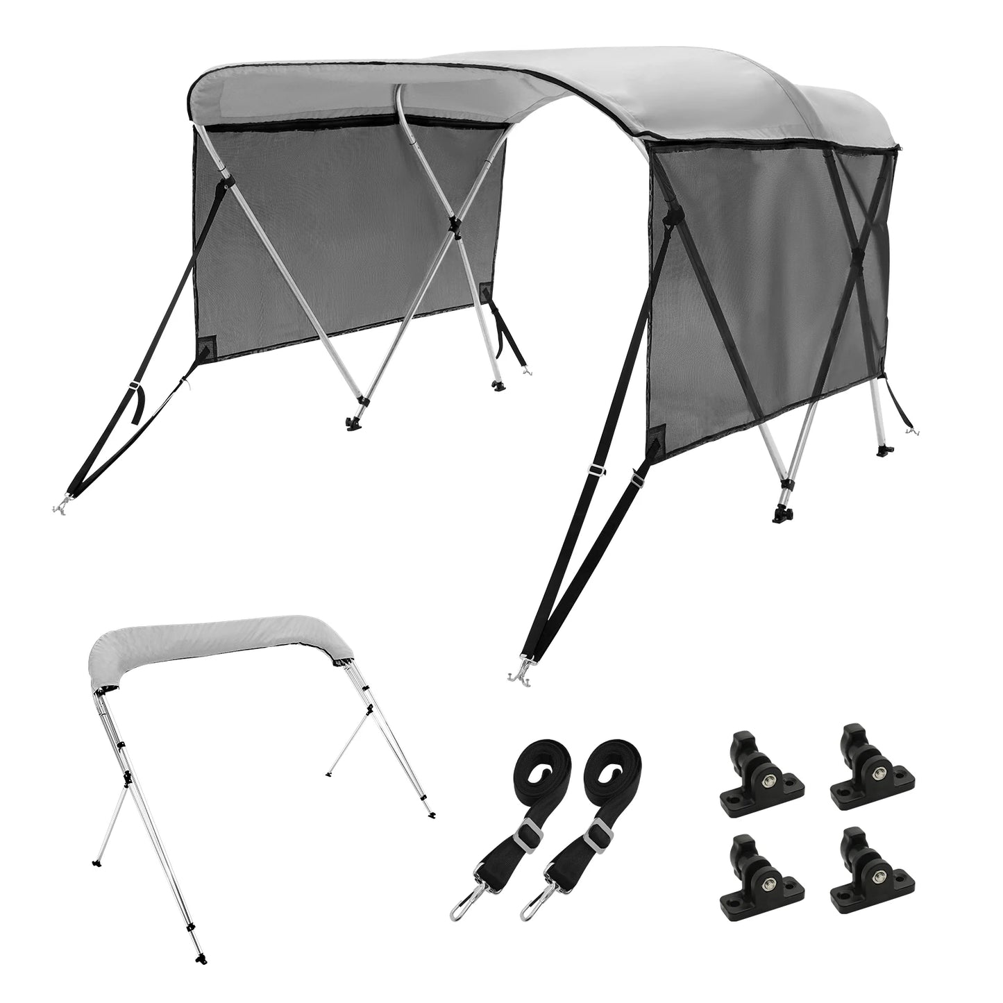SucceBuy Bimini Top Boat Cover With Detachable Mesh Sidewalls PremiumQualityDurable