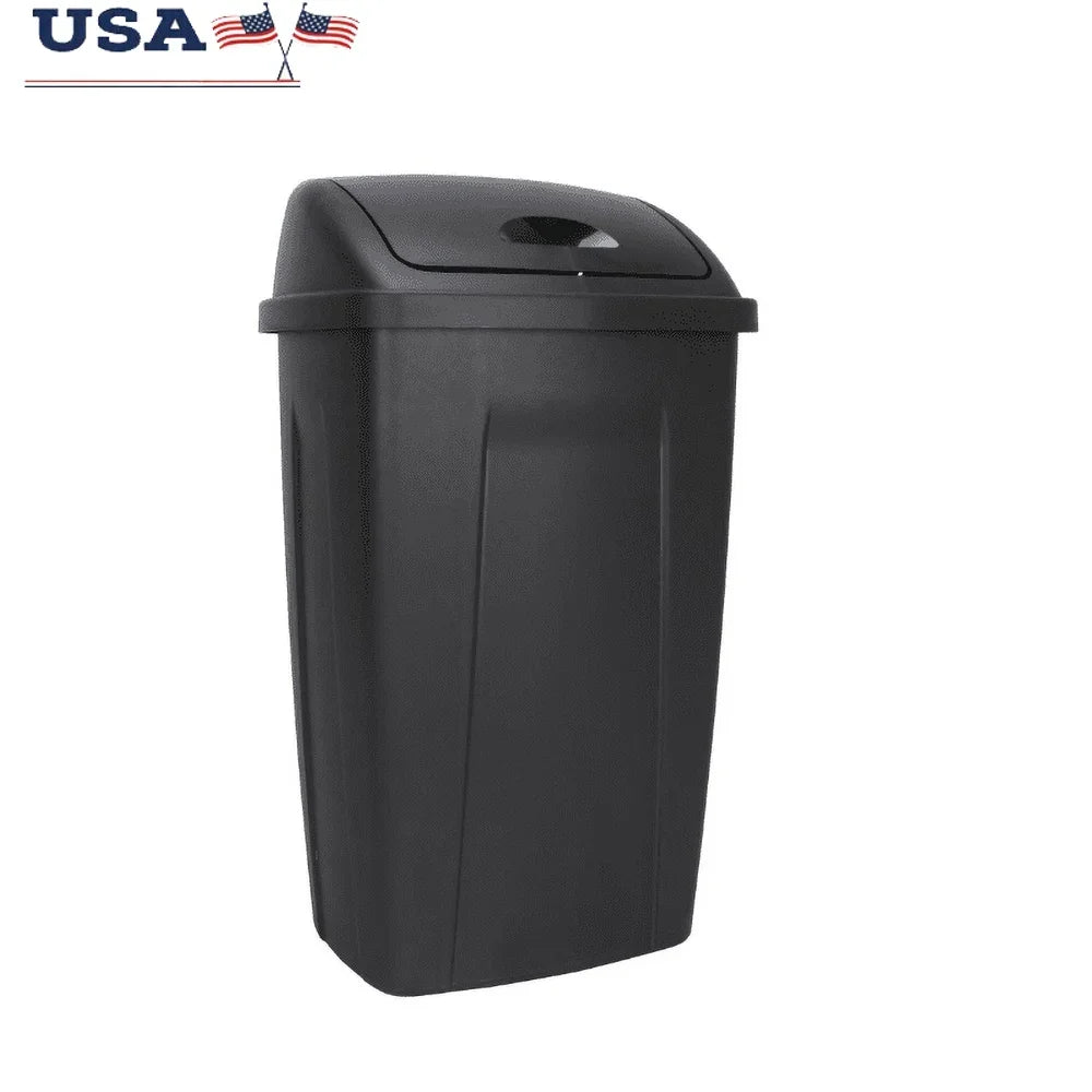 13 Gallon Durable Plastic Swing Top Trash Can Indoor Garbage Container Easy Clean Wastebasket Kitchen Office Bathroom