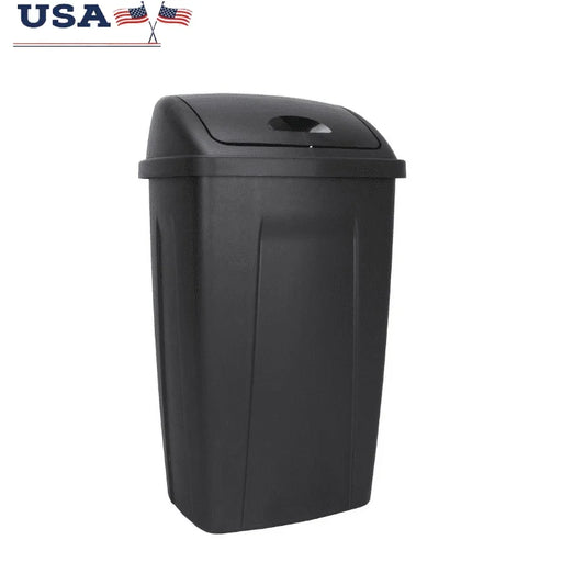 13 Gallon Durable Plastic Swing Top Trash Can Indoor Garbage Container Easy Clean Wastebasket Kitchen Office Bathroom