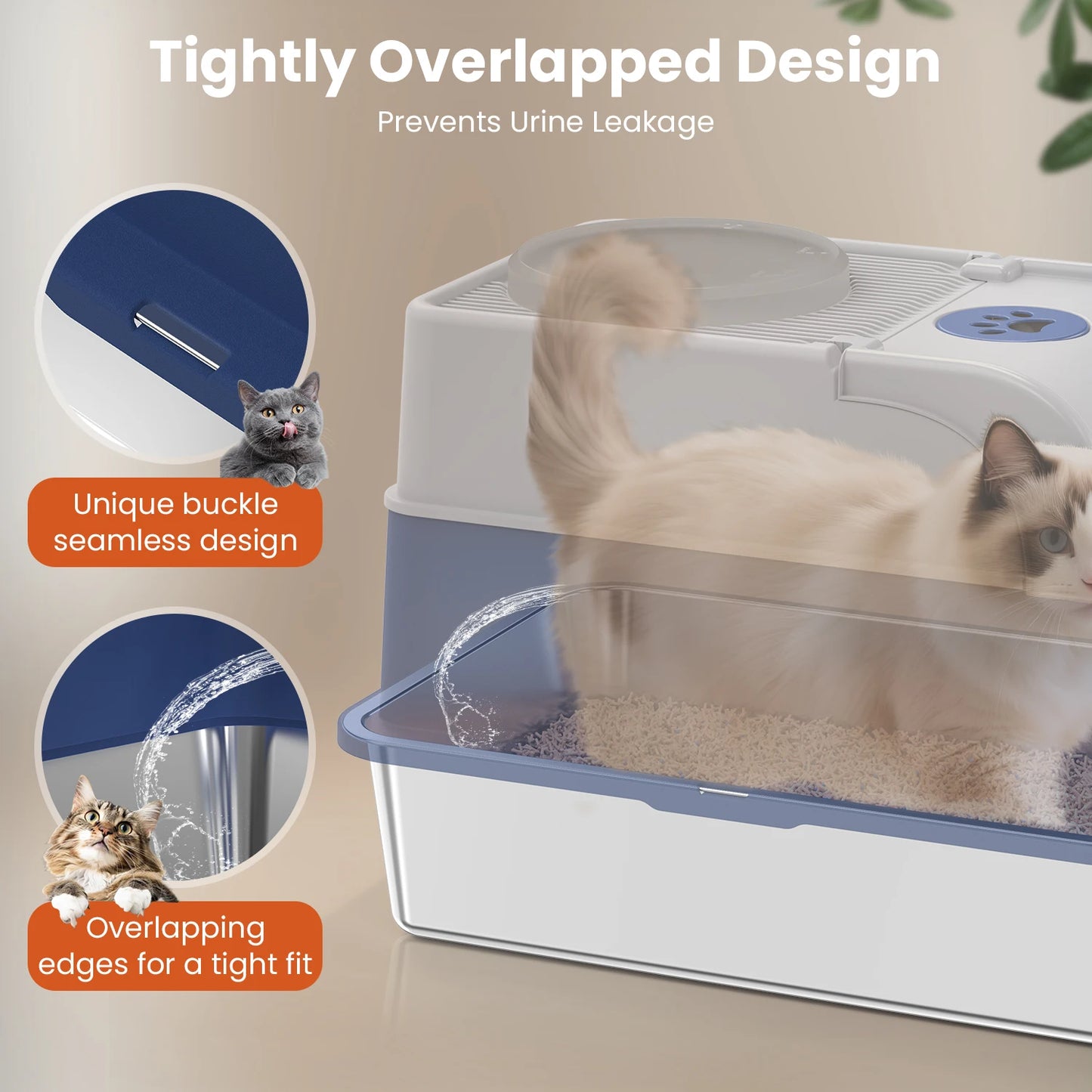 Stainless Steel Cat Litter Box Non-Stick Odor Control Easy Clean with Lid&Scoop Rust-proof Durable Stainless Steel Pet Toilet