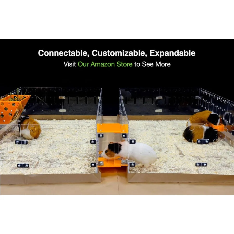 Large 4x2ft Open Acrylic Cage for Guinea Pigs Bunnies Quails Hedgehogs and Other Roaming Small Animals DIY Extendable Design wi