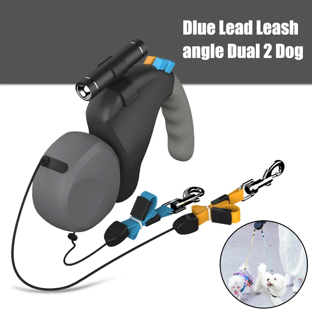 NONECN Dual Dog Leash Retractable Rope With LED Light