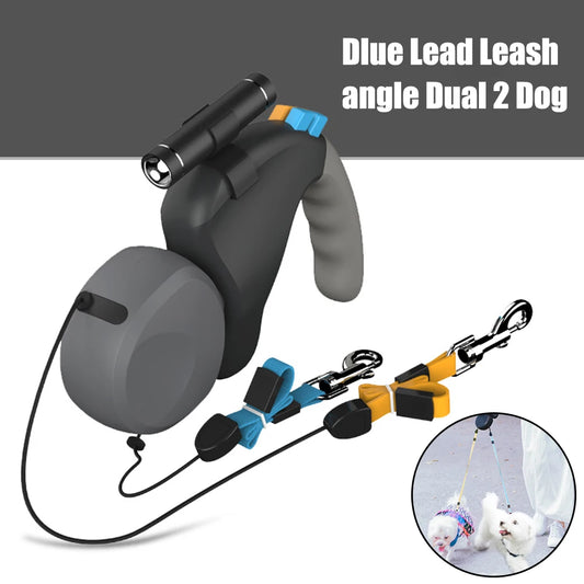 NONECN Dual Dog Leash Retractable Rope With LED Light
