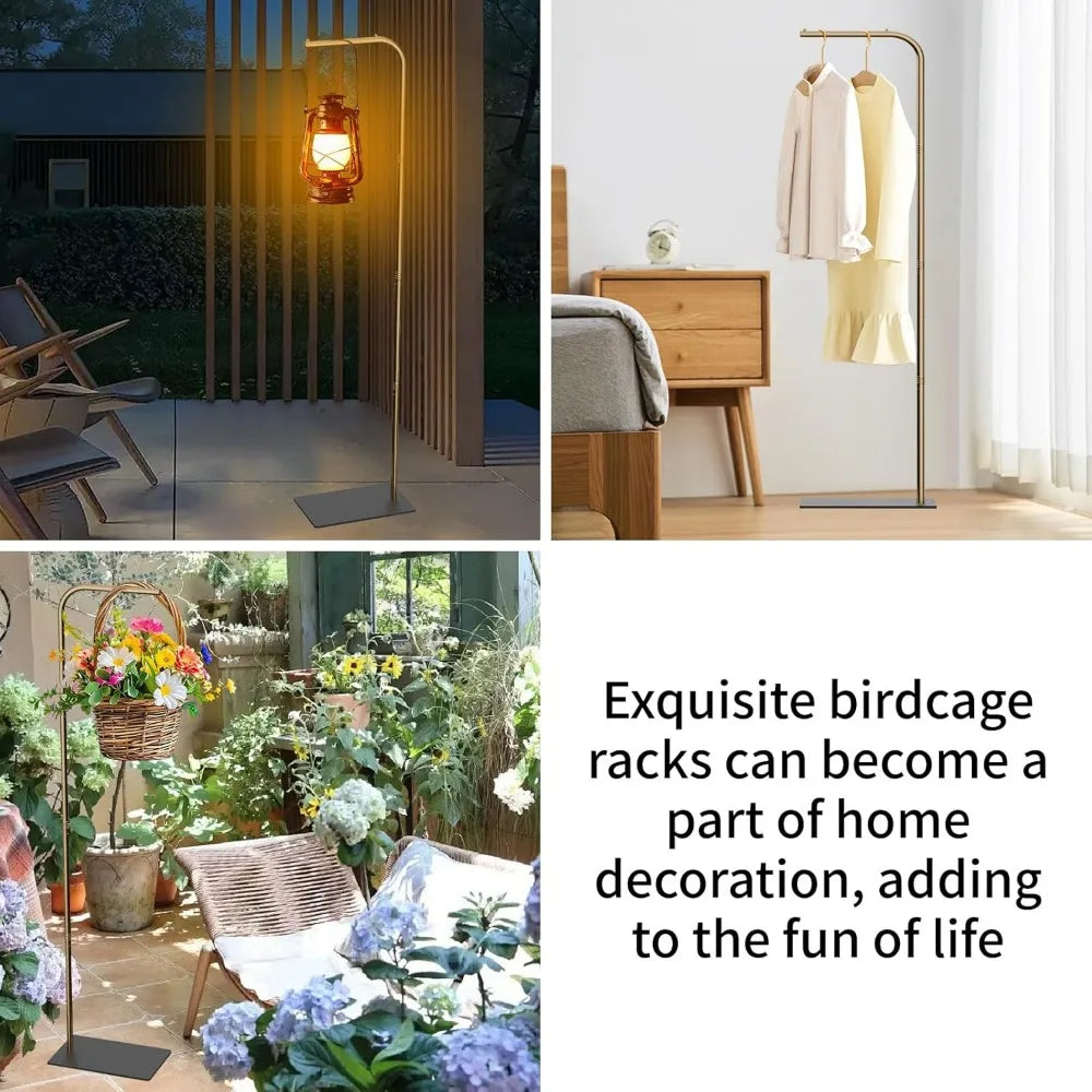 67-Inch High Hanging Bird Cage Stand with Base, Supports Up to 35 lbs for Birds and Plants