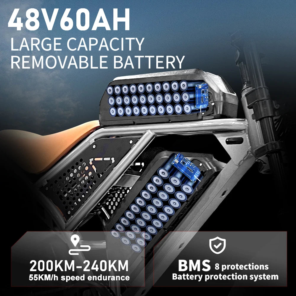 Deepower Electric Bike QS7 1000W 48V 60AH 20 Inch Fat Tire Ebike for Adults Mountain Off-Road Dual Batteries Electric Bicycle