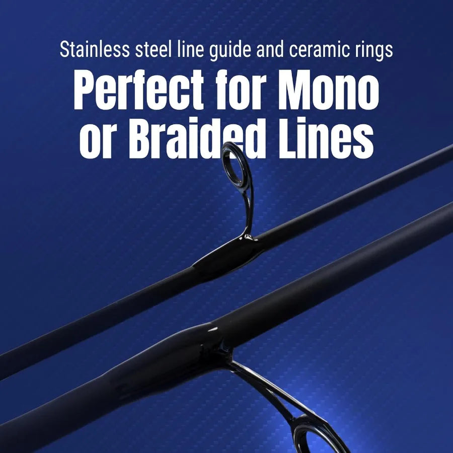 Fishing Rod and Reel Combo 2Piece IM6 Carbon Rods with Smooth Casting Reels Ideal for Freshwater and Saltwater