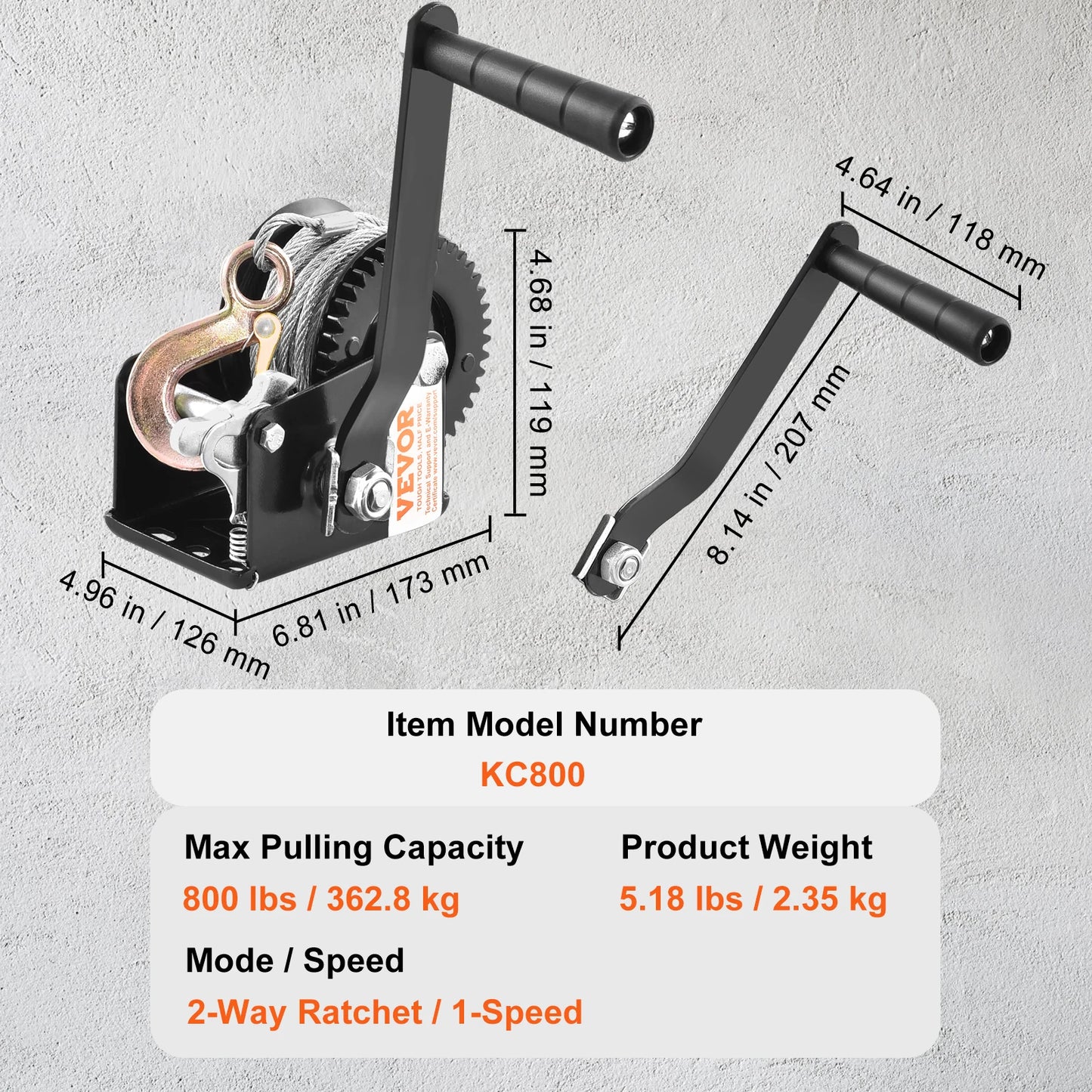 SucceBuy IndustrialGrade HeavyDuty ManualHandWinch With RopeCrank TwoWayRatchetSystem