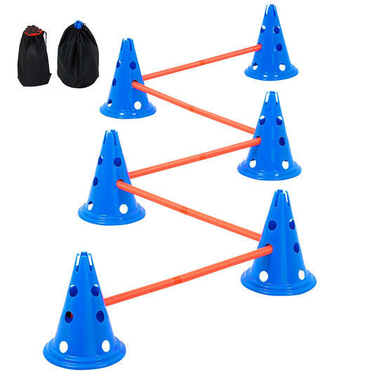 SucceBuy Dog Agility Hurdle Cone Set With Adjustable Crossbar
