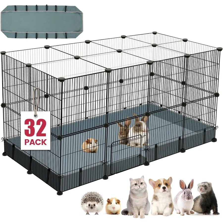 32 Panels Small Animal Playpen For Guinea Pigs And Rabbits