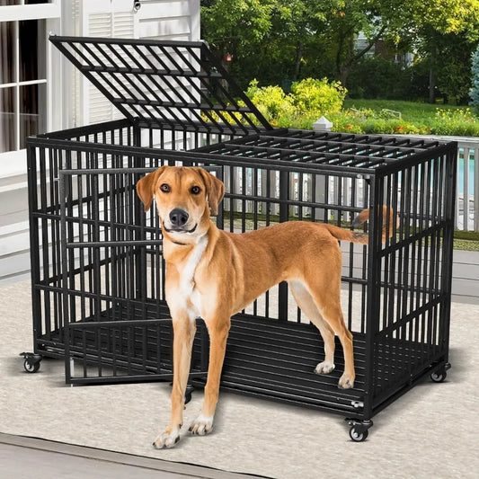 Heavy Duty Giant Dog Crate With Lockable Top Access