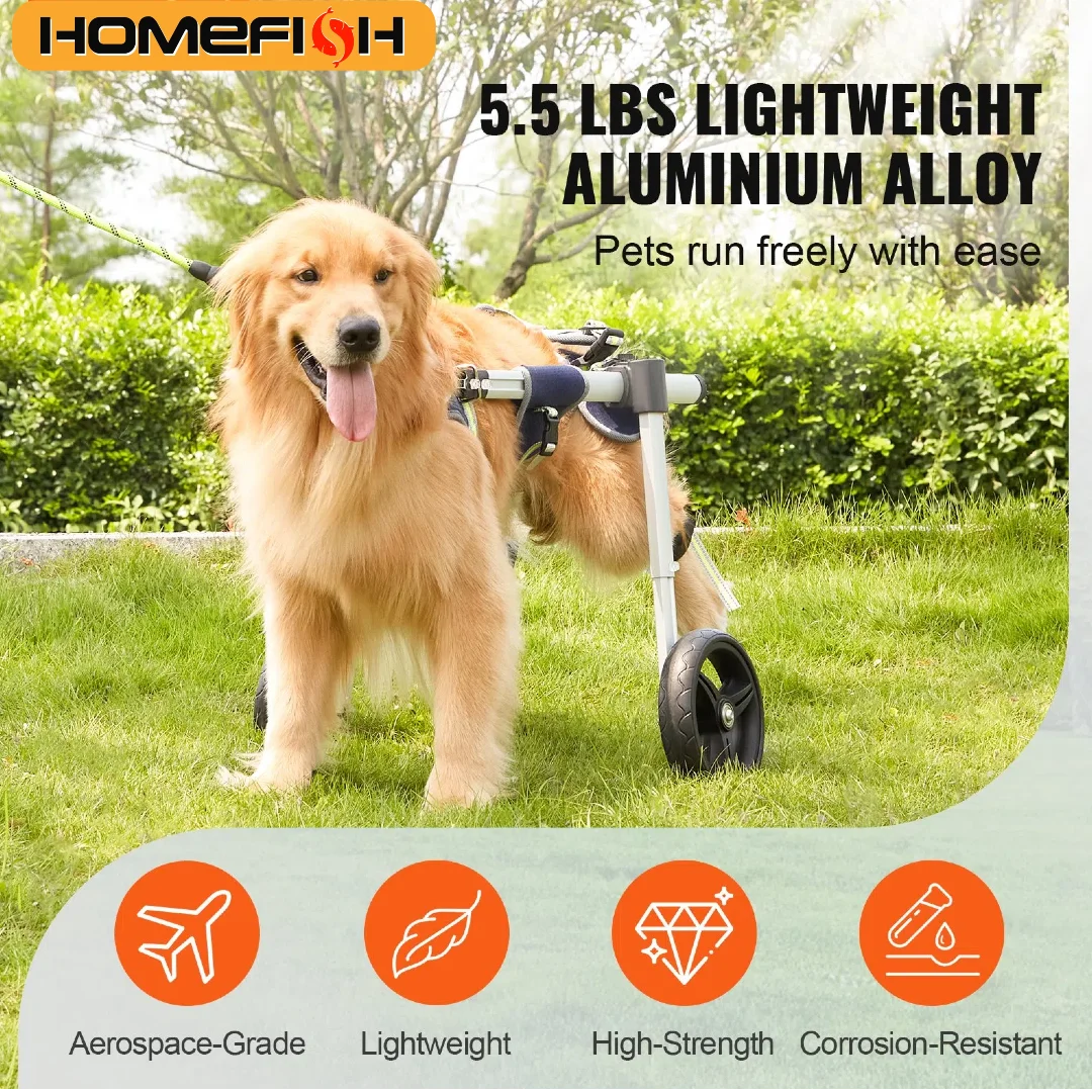 Two Wheel Dog Wheelchair For Back Legs Pet Mobility Cart