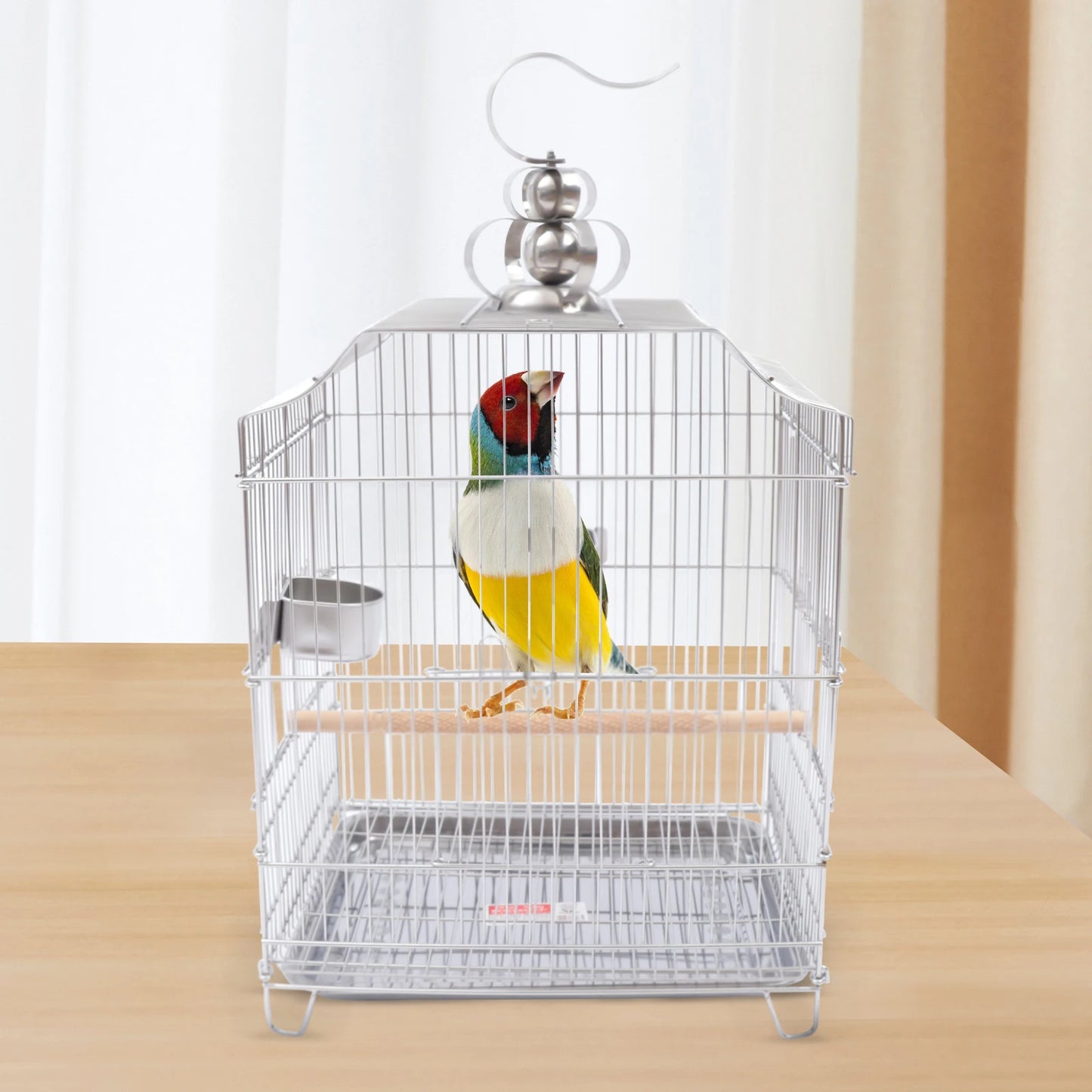 Stainless Steel Bird Cage, Encrypted Wire, Large Space, Easy Clean, for Budgies, Cockatiels & Medium Birds, Complete Accessories