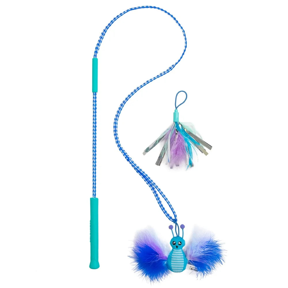 Cat Wand Interactive Toy With Catnip Feathers And Crinkle Sounds