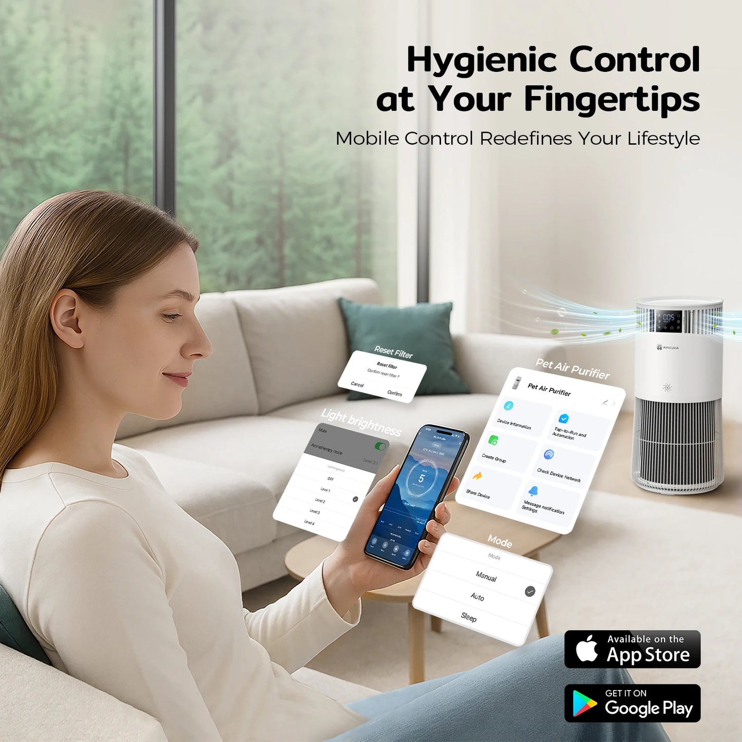 Amicura P2 Air Purifier For Pet Allergy Sufferers 450 CADR