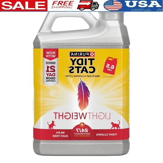 Lightweight Clumping Cat Litter Low Dust Ammonia Control 24/7 Odor Control Fresh Clean Linen Scent Easy Scoop 8.5 lb Jug