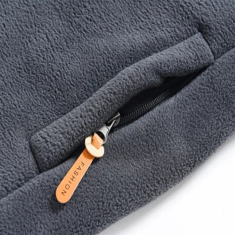 Men's Windproof Fleece Zip Up Stand Collar Jacket