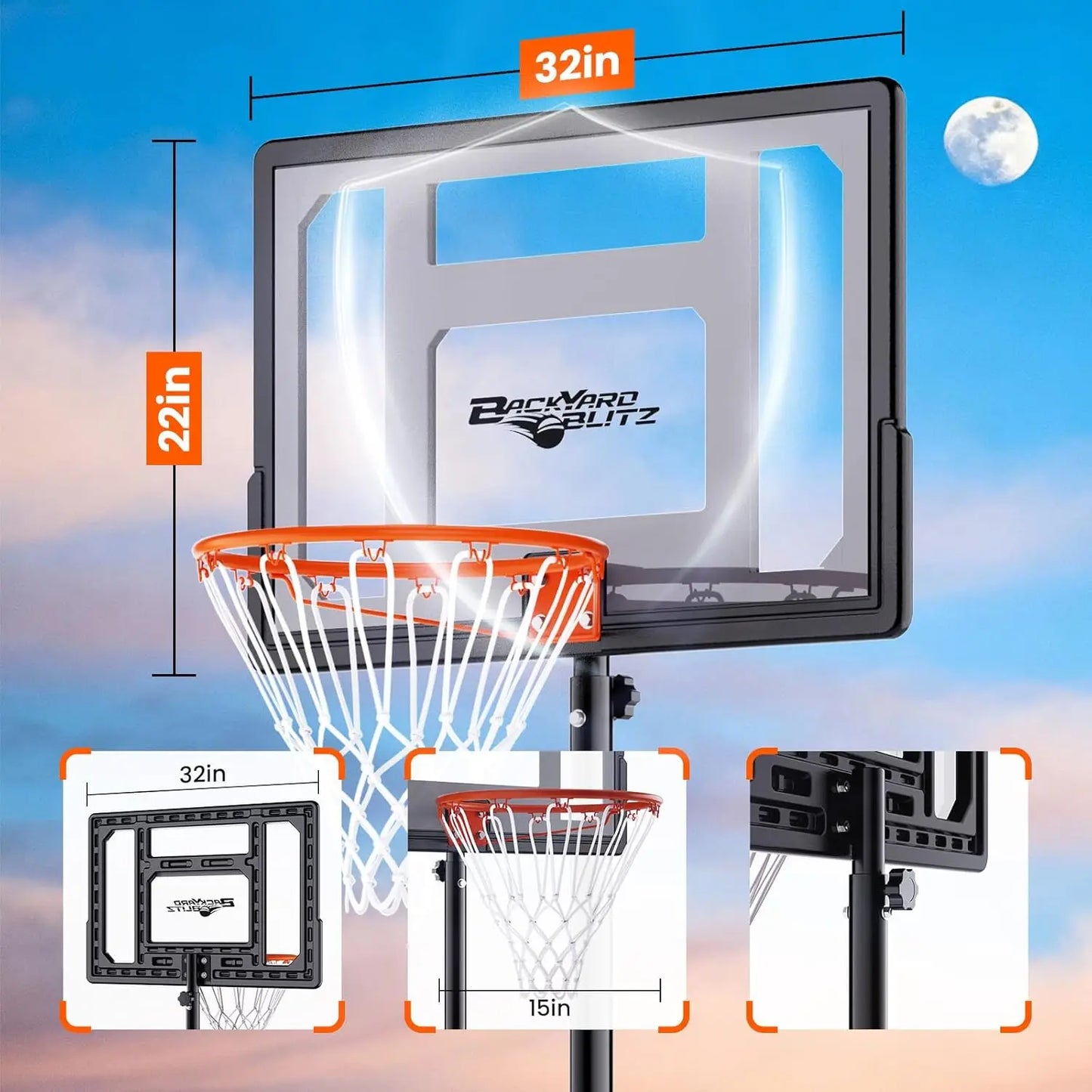 Portable Basketball Hoop for Backyard Fun, Adjustable Height, Easy Setup