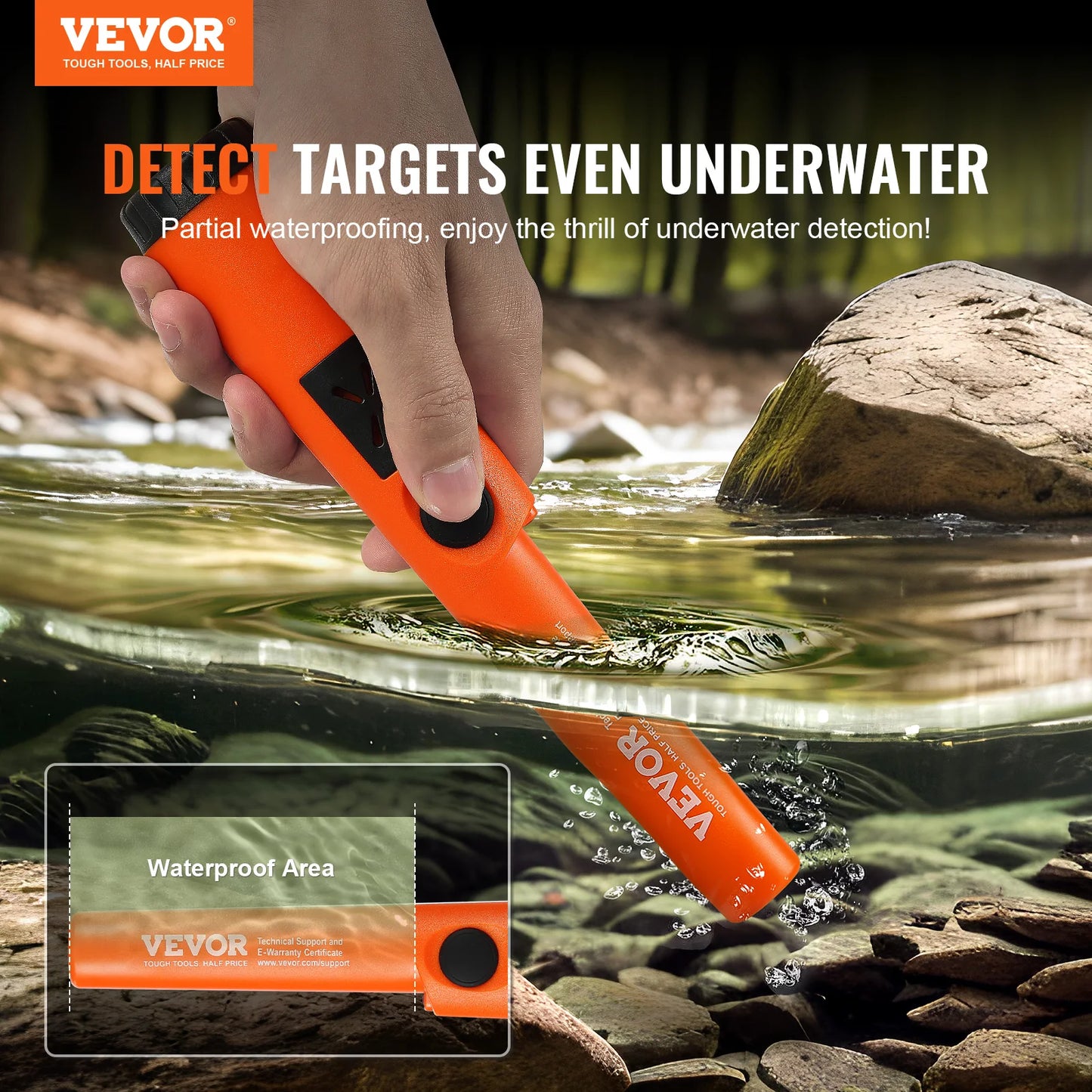 VEVOR Metal Detector Pinpointer IP66 IP68 Waterproof Handheld Wand