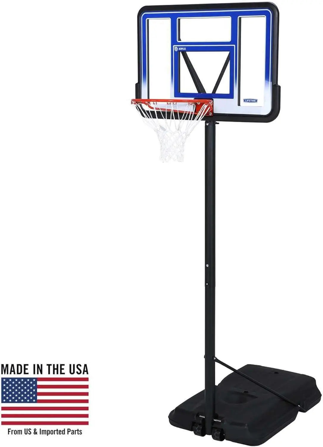 Portable Adjustable Outdoor Basketball Hoop, 42 Inch Fusion Backboard for All Ages