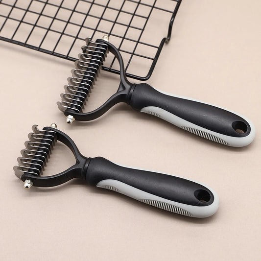Pet Grooming Brush Double Sided Dematting Rake Dogs And Cats
