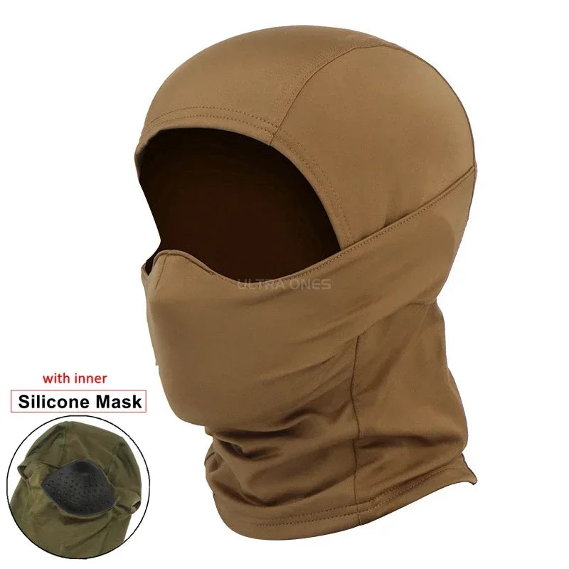 Tactical Mask Outdoor Balaclava Head Hood Silicone Half Face Windproof Headgear Airsoft Hunting CS Game Sunscreen Cap